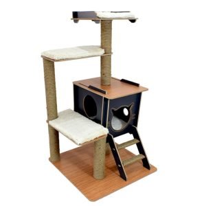 İndigo Çok Katlı Kedi Evi Yuvası Minderli ve Tırmalamalı