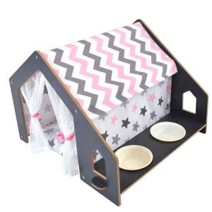 Tentty Çadırlı Mama Su Kablı Kedi Evi Kulübesi
