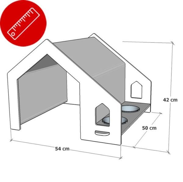Tentty Çadırlı Mama Su Kablı Kedi Evi Kulübesi - Görsel 6